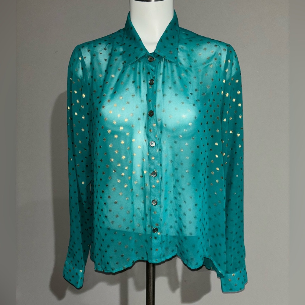 Speechless Woman Size XL Sheer Blouse Back Length 25", Front Shorter Than Back